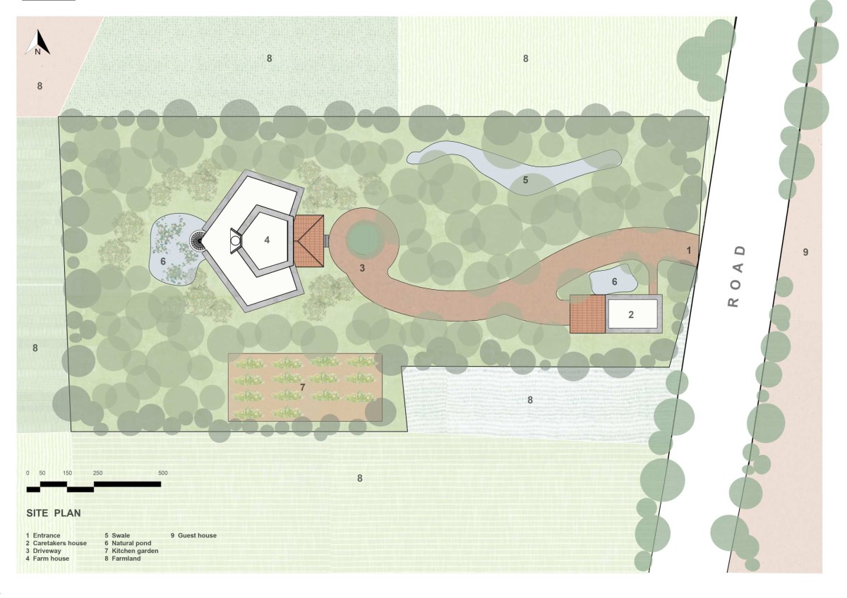 Site plan of Lakshmi Farm House by RP Architects