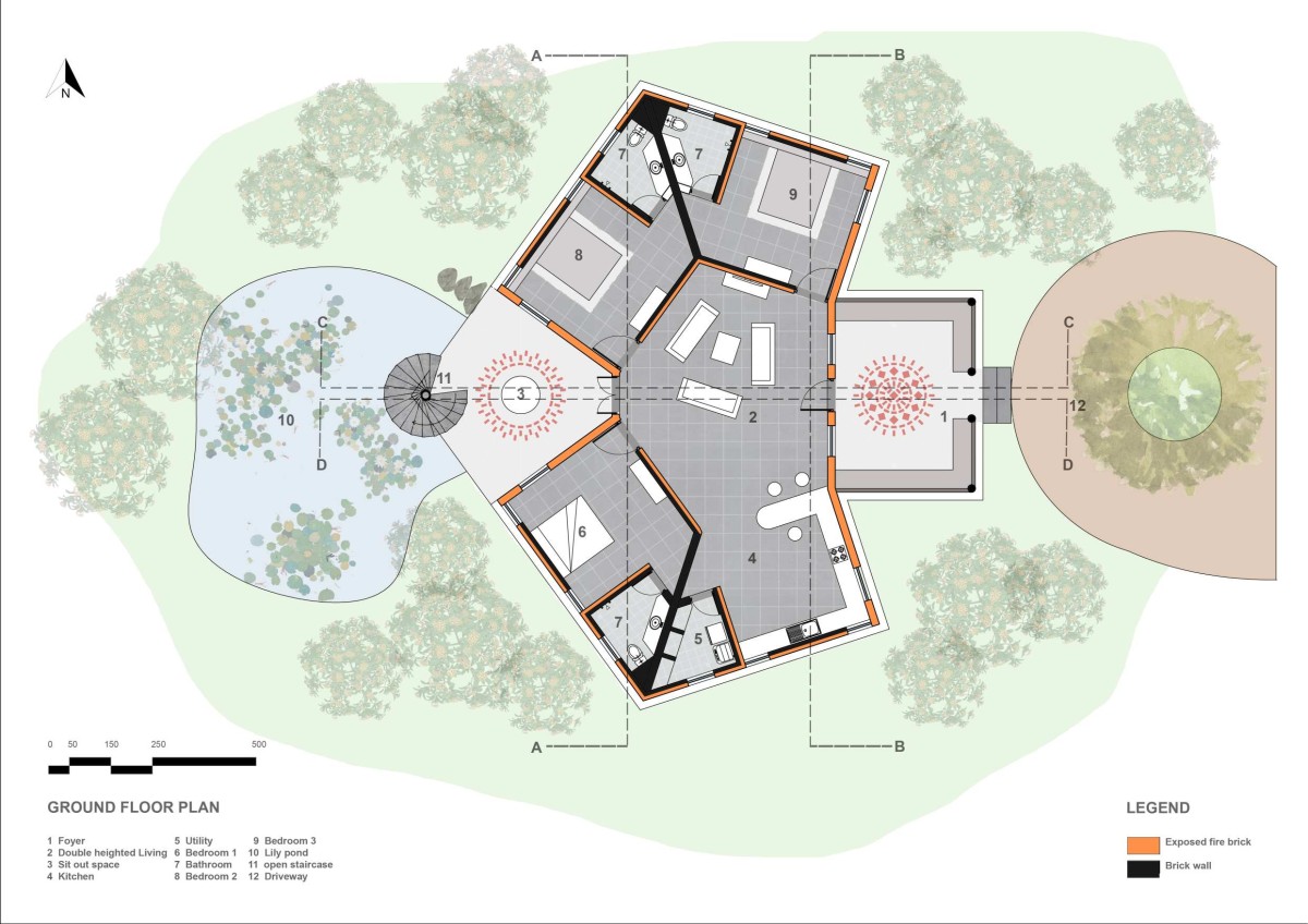 Ground Floor Plan of Lakshmi Farm House by RP Architects