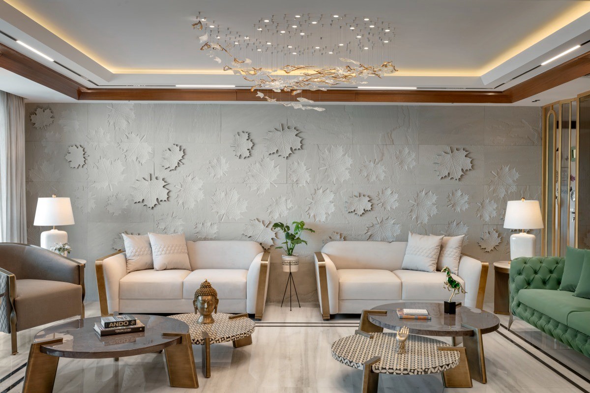 Drawing Room of Apartment Pinnacle by FOA Design Studio