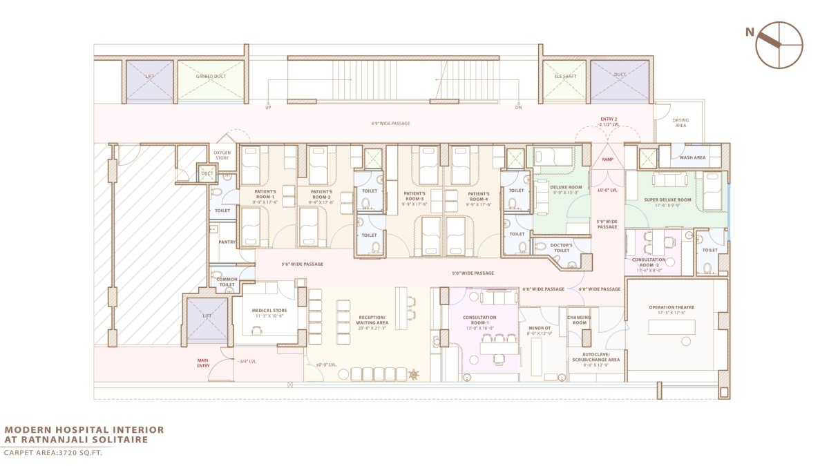 Plan of Modern Hospital Interior at Ratnanjali Solitaire by Prashant Parmar Architect