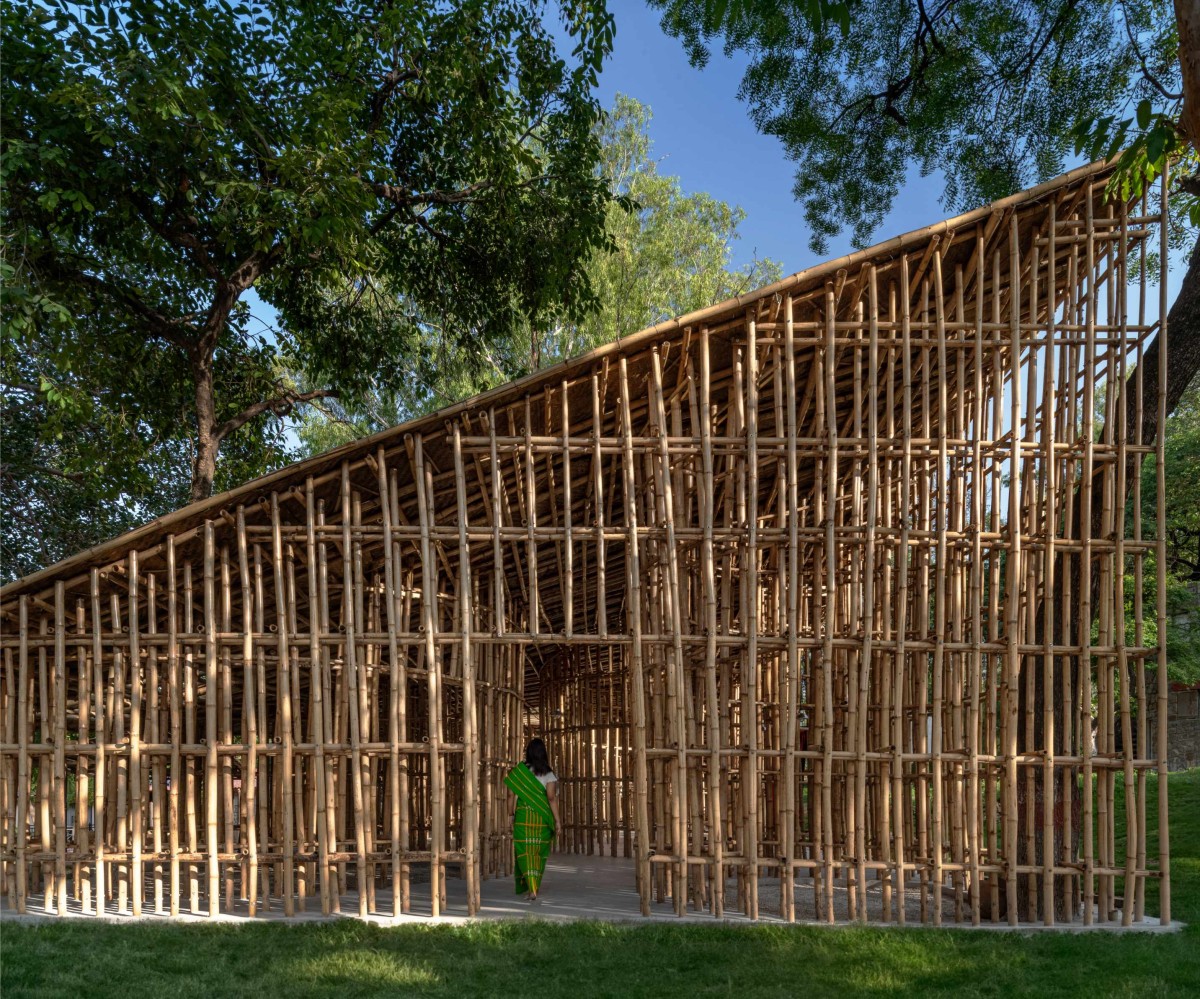 North west elevation of North-East Bamboo Pavilion by  atArchitecture