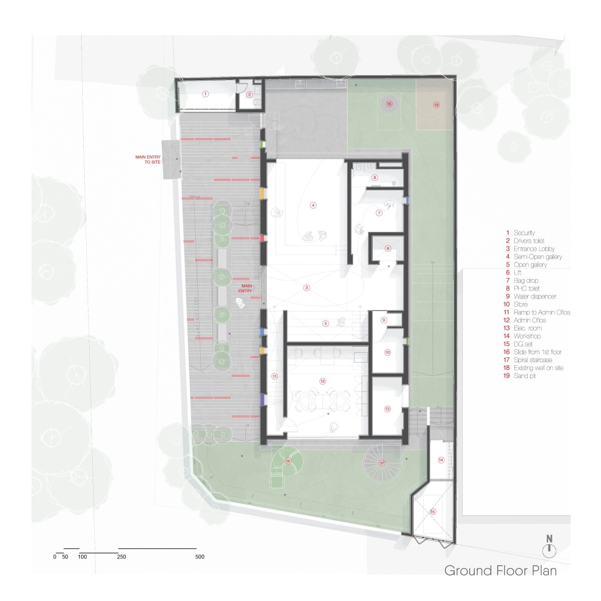 Ground Floor Plan of Learning Center at Quest by KSM Architecture