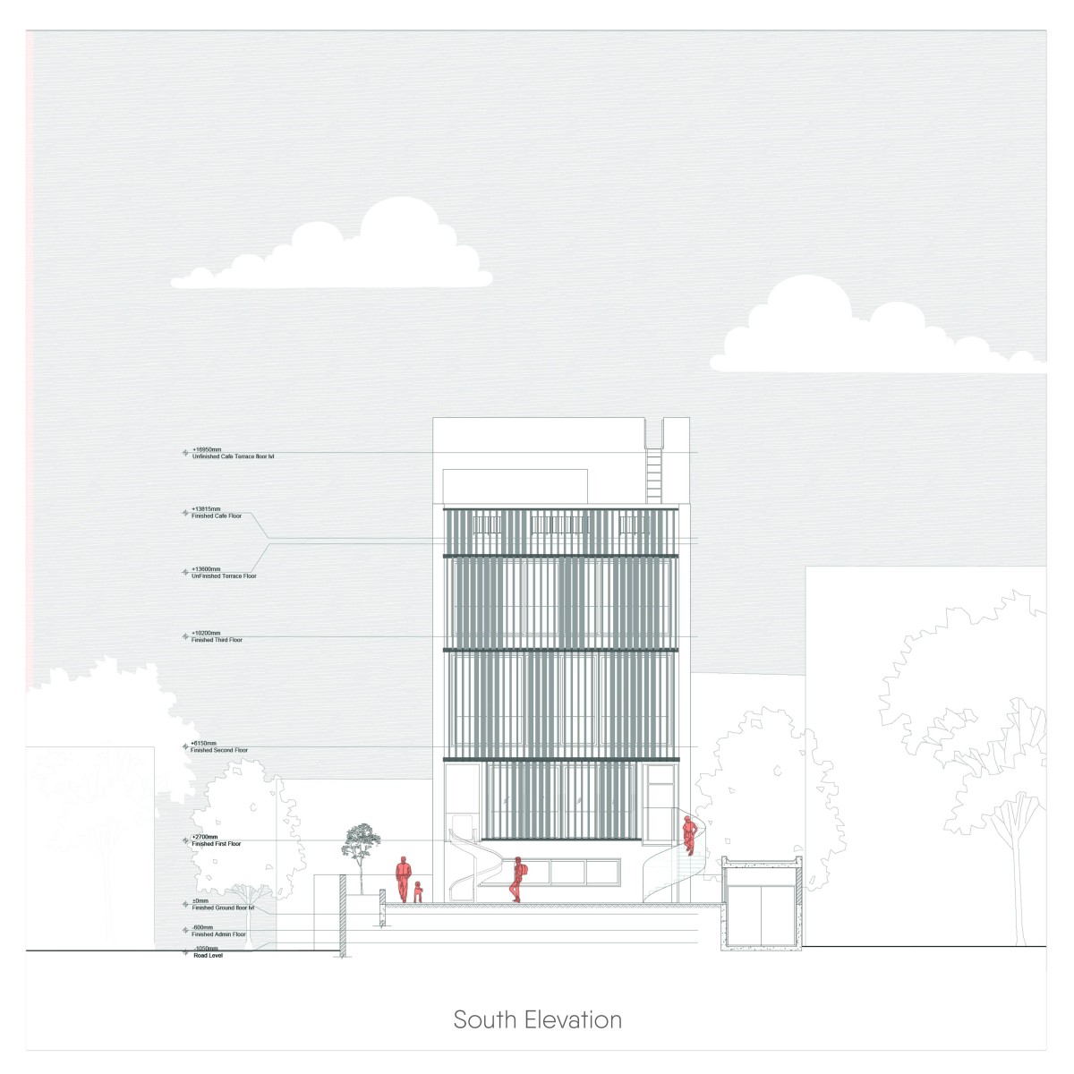 South Elevation of Learning Center at Quest by KSM Architecture