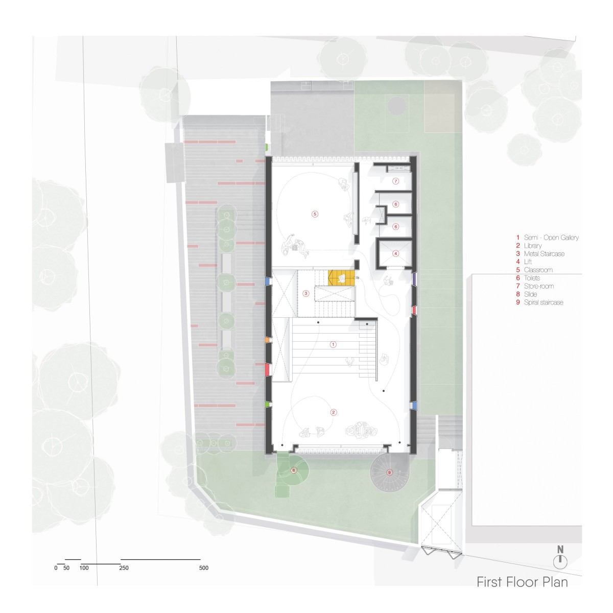 First Floor Plan of Learning Center at Quest by KSM Architecture