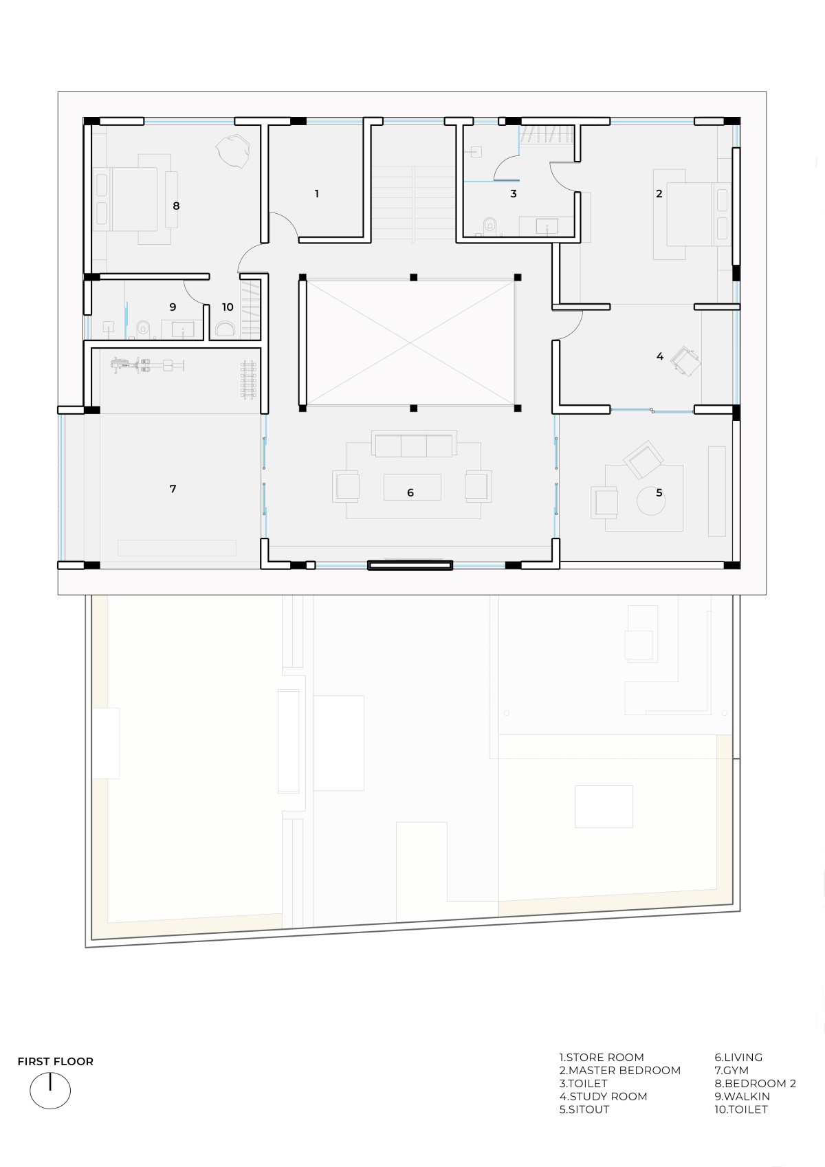 First Floor Plan of Sacred Forest Villa by Spacemote