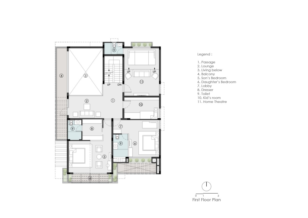 First Floor Plan of Twin Gable House by RKGA Consultants Pvt Ltd