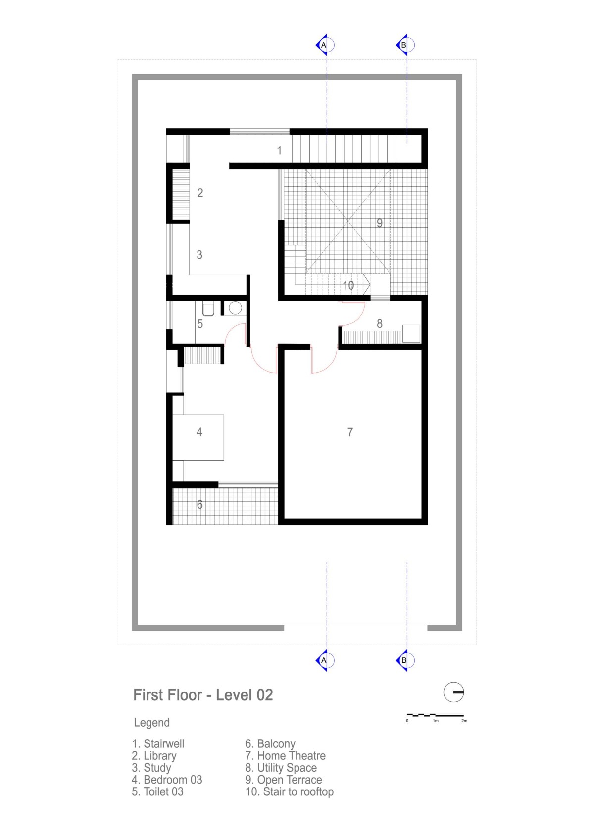 First Floor Plan of The Monolithic House by The Design Pursuit