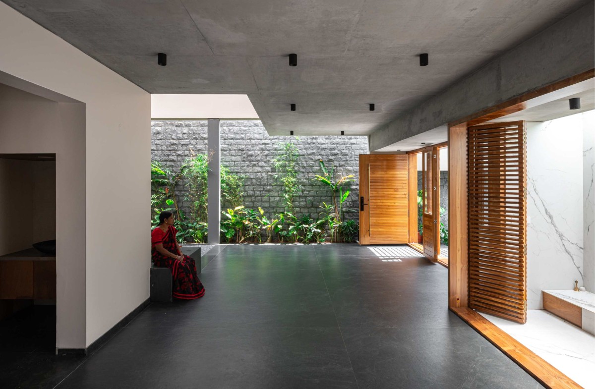 Pooja room to verandah view of In Between Gardens by A Threshold