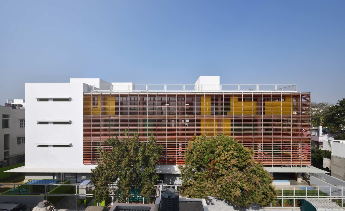 Exterior view of Divya Shanthi School by Flying Elephant Studio