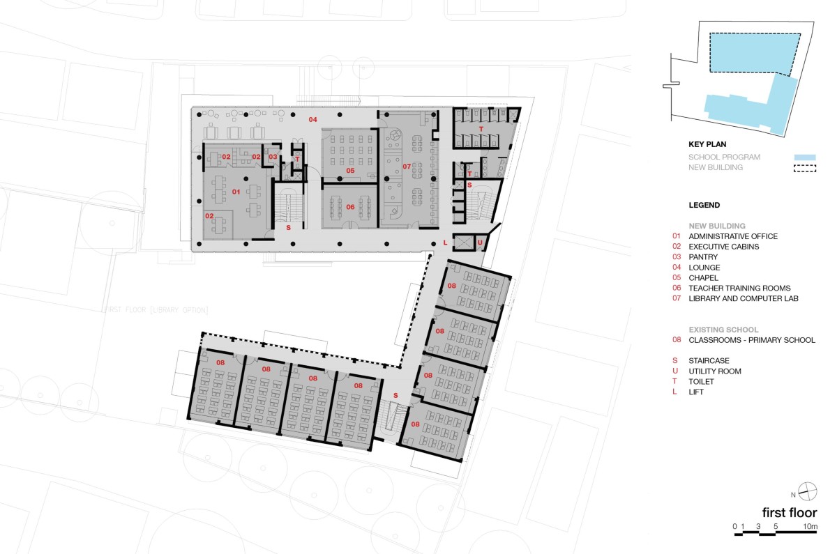 First Floor Plan of Divya Shanthi School by Flying Elephant Studio