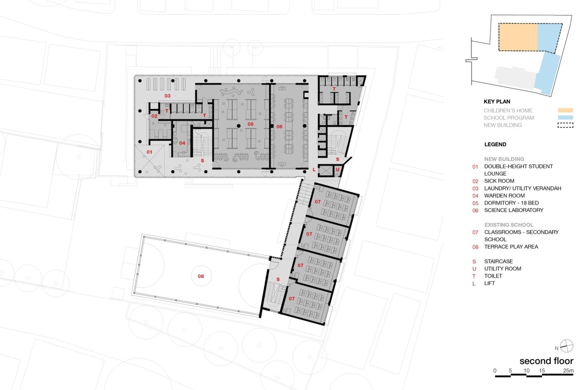 Second Floor Plan of Divya Shanthi School by Flying Elephant Studio