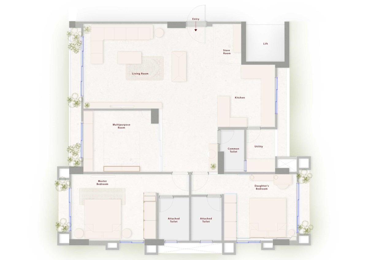 Plan of The Tranquil Nest by Kashti Design Studio