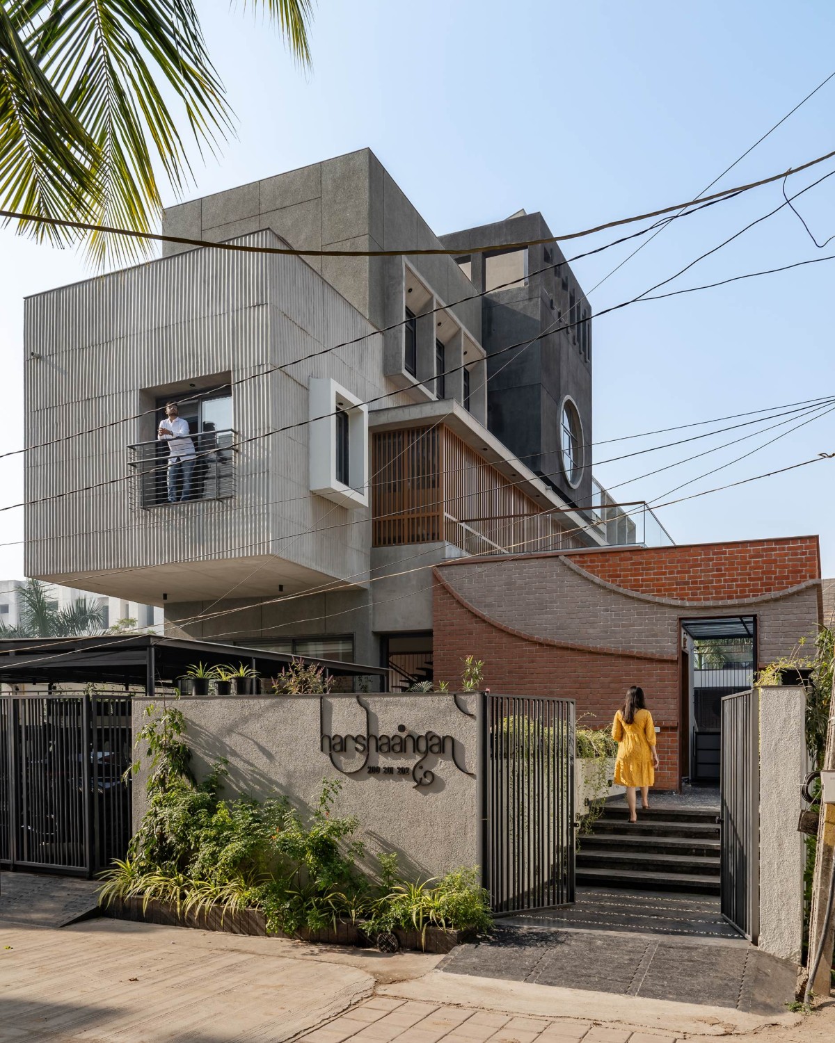 Exterior view of Harshaangan - A House for Gardens by Aangan Collaborative LLP