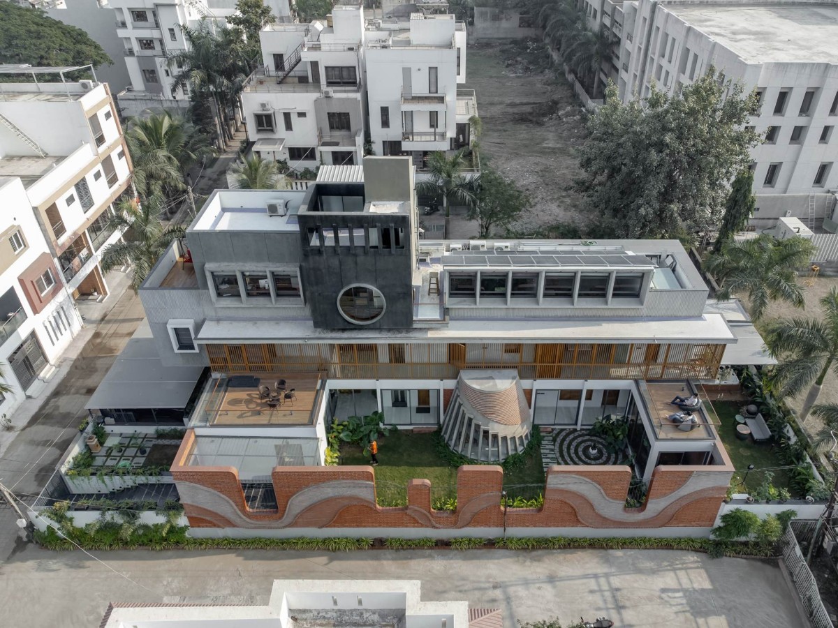 Aerial view of Harshaangan - A House for Gardens by Aangan Collaborative LLP