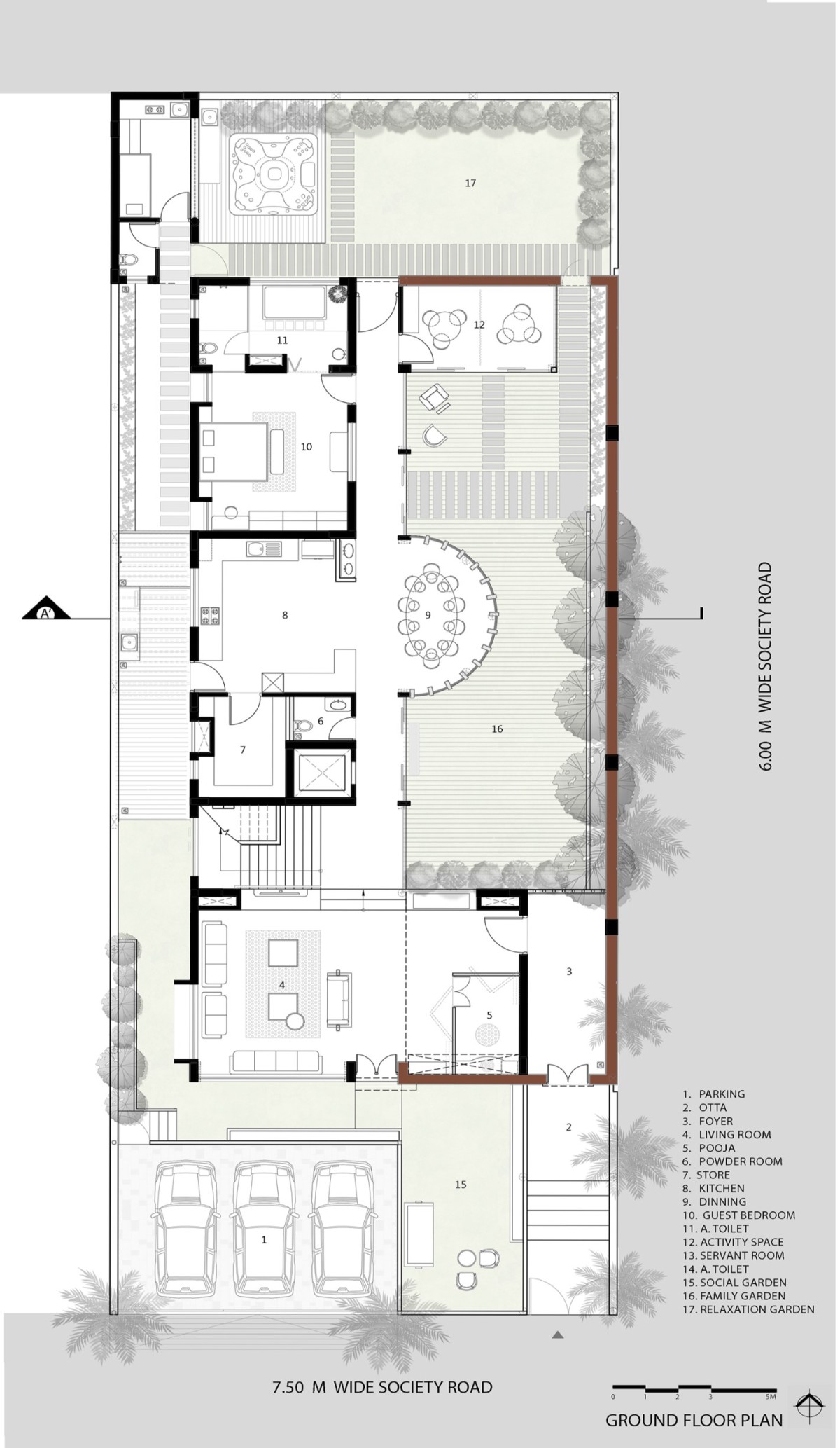 Ground Floor Plan of Harshaangan - A House for Gardens by Aangan Collaborative LLP