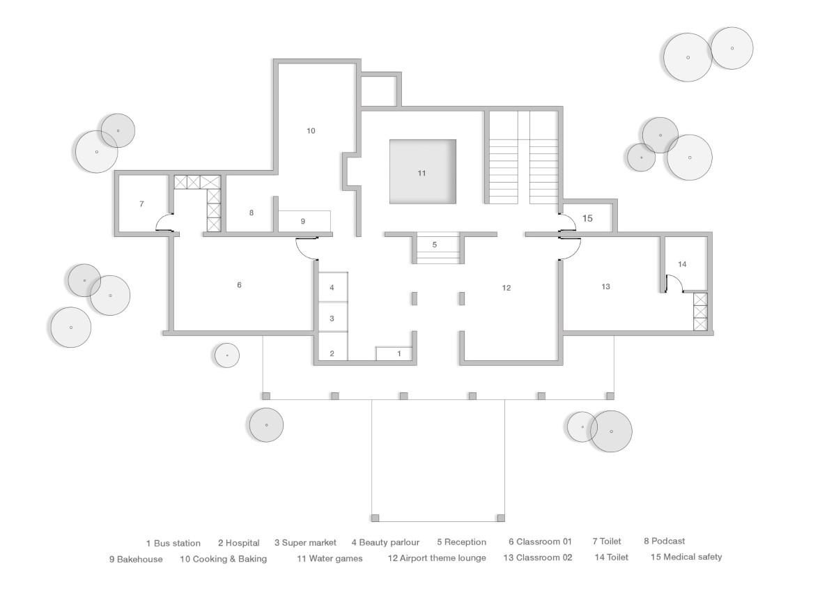 Ground Floor Plan of Totland Kids Community Center by Studio Roaming Ants