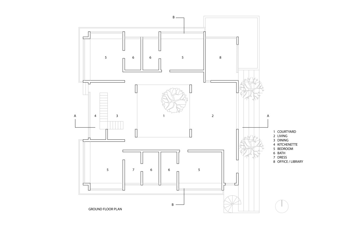 Ground floor plan of Kalarigram House by Badoloka