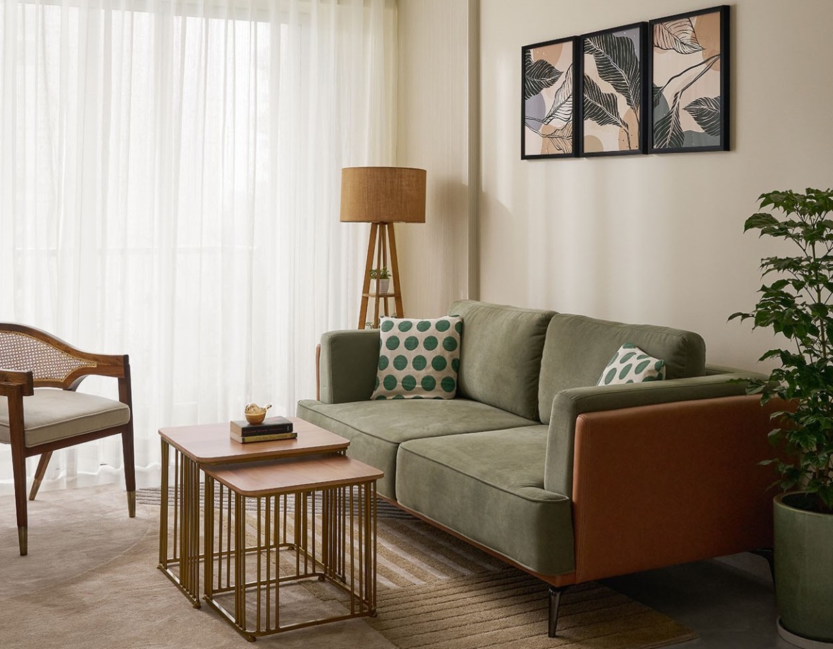 Living room of The Contemporary नेस्ट by Studio KNest