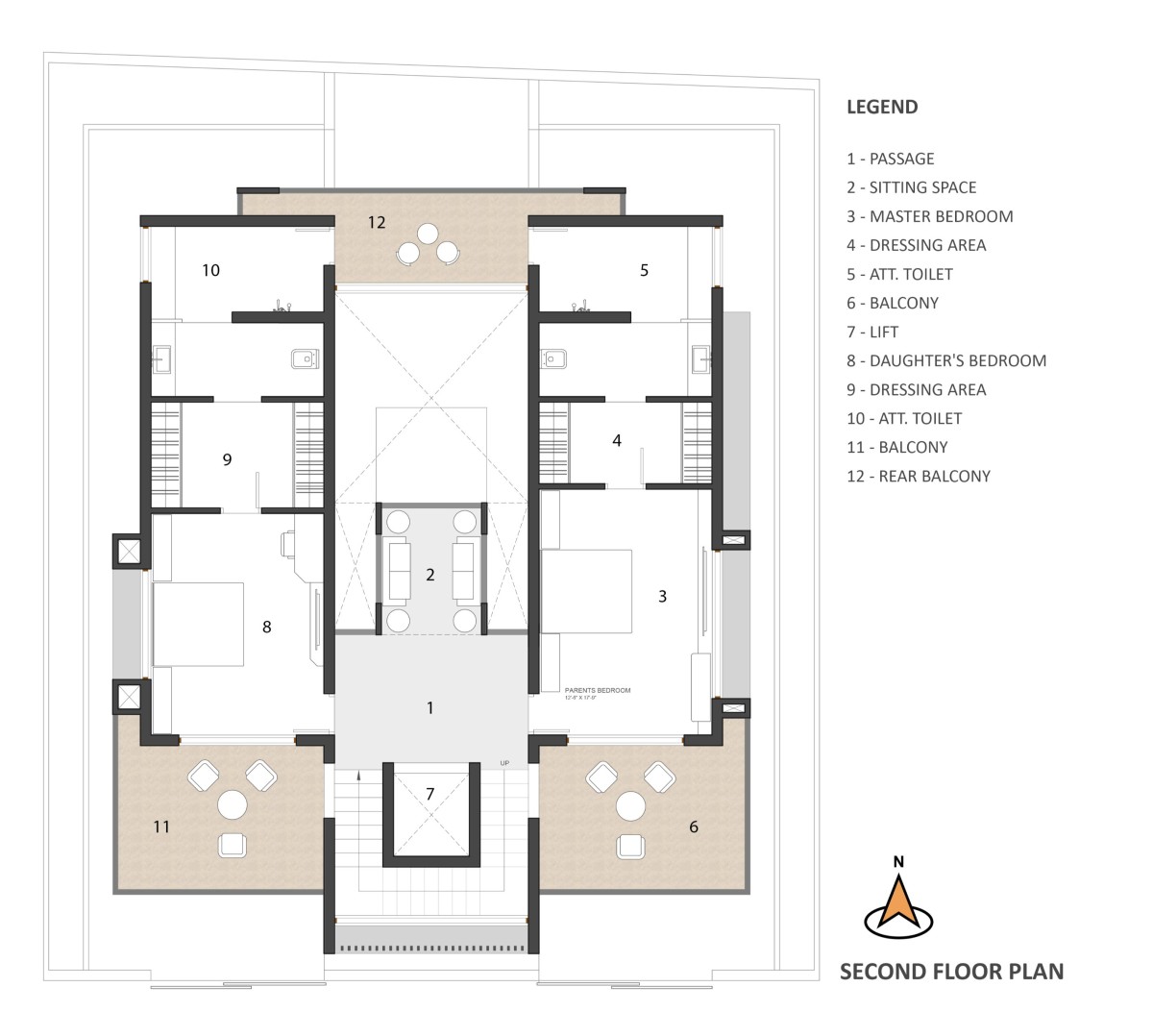 Second Floor Plan of Vrundavan by DF Architects