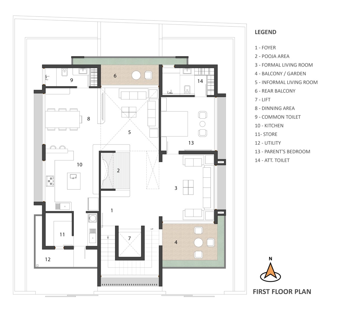 First Floor Plan of Vrundavan by DF Architects