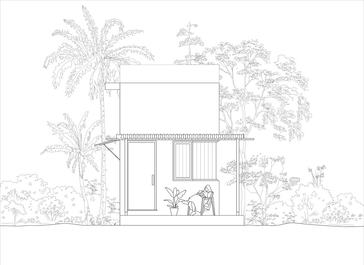 East Elevation of Tiny House by Tanvi Jain & Harshit Singh Kothari