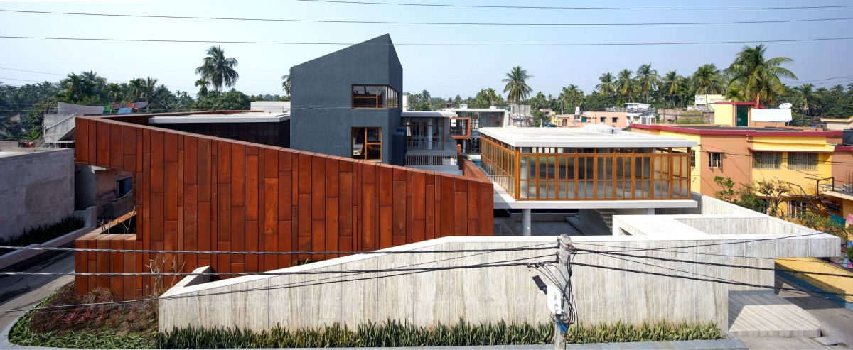 Aerial view of Wall House by Abin Design Studio