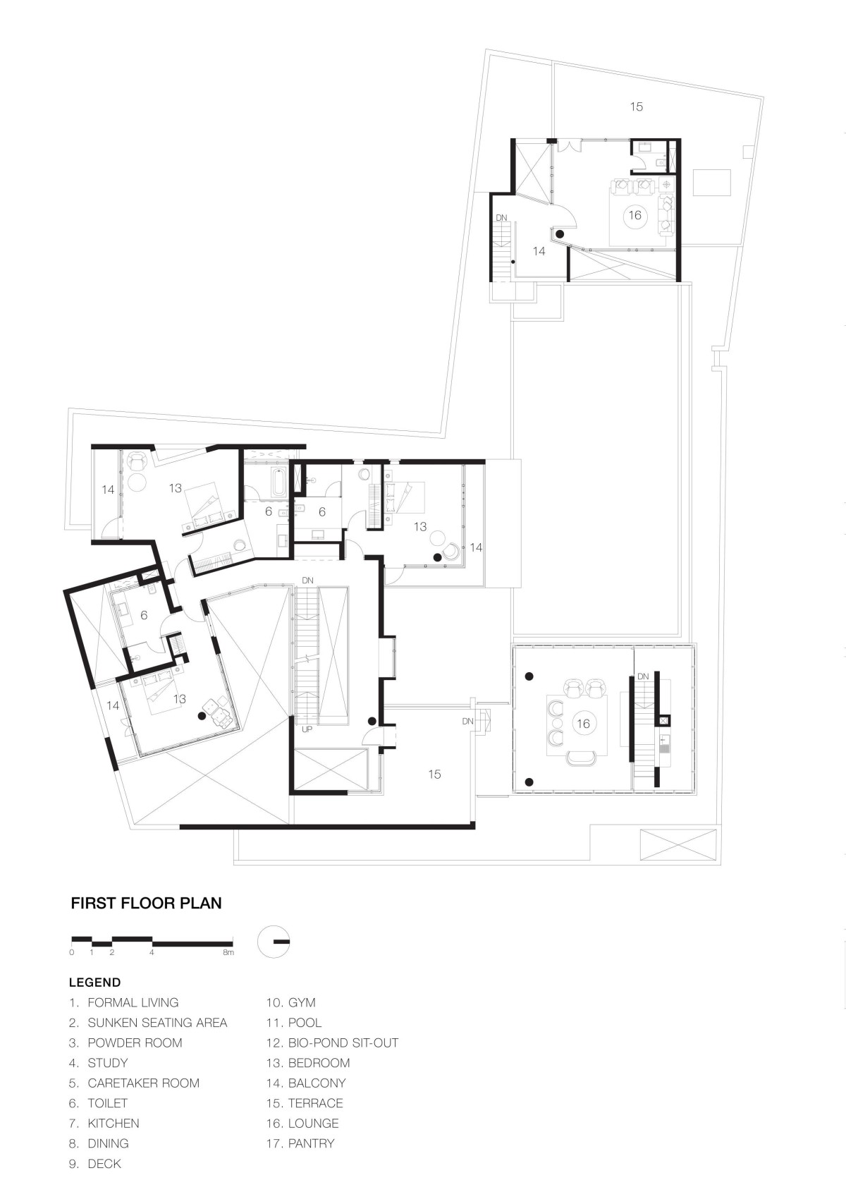 First Floor Plan of Wall House by Abin Design Studio
