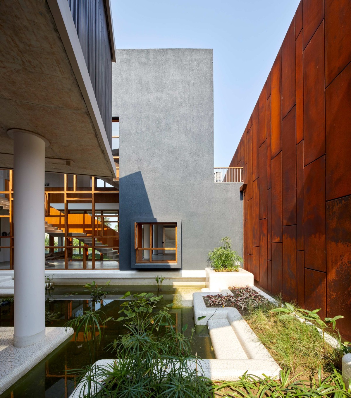 Bio-Pond of Wall House by Abin Design Studio