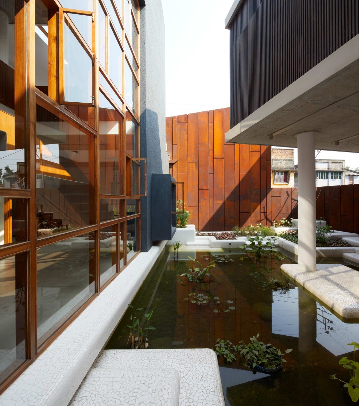 Bio-Pond of Wall House by Abin Design Studio