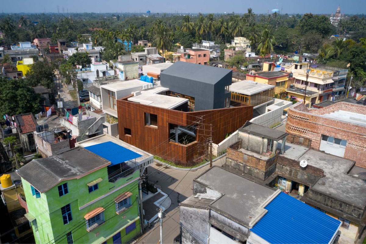 Aerial view of Wall House by Abin Design Studio