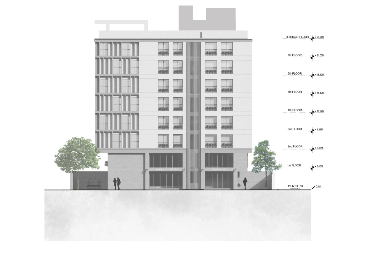 Elevation 1 of Amar Apex by S'thetic Design Studio