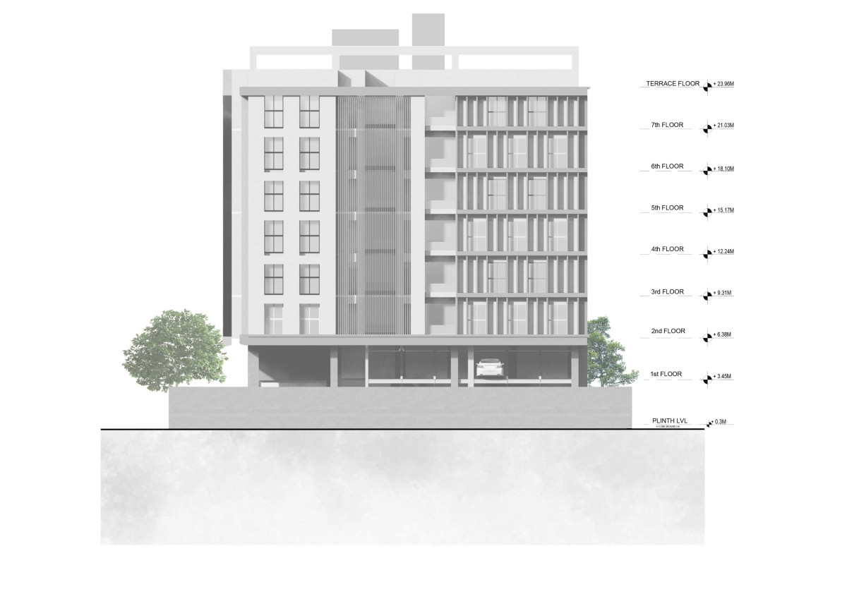 Elevation 2 of Amar Apex by S'thetic Design Studio