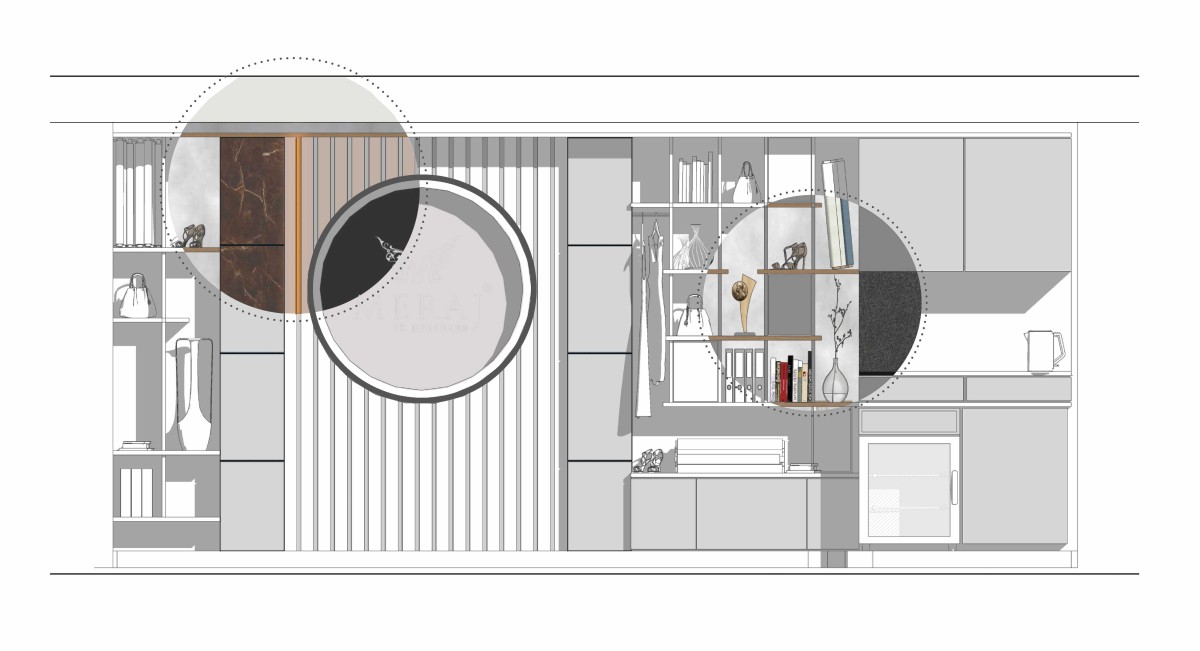 Conceptual elevation showing emerald green wall detail